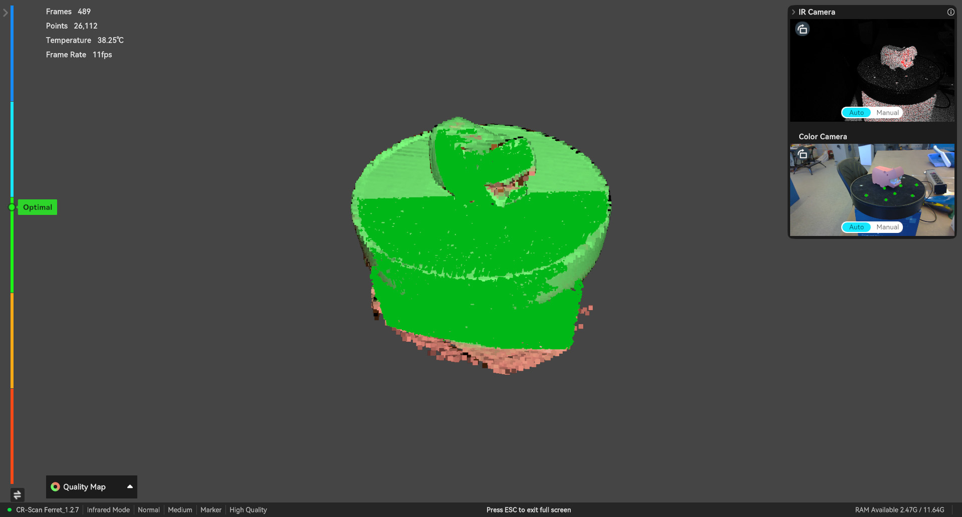 Scanning the hippo toy with the Creality scanner.
