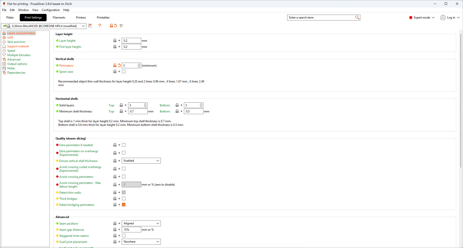 Slicer setting with perimeters increased from 2 to 3.