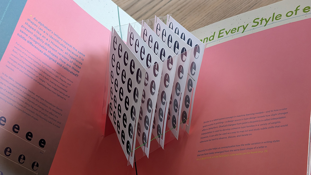 Kelli Anderson’s pop-up cube for the letter E.