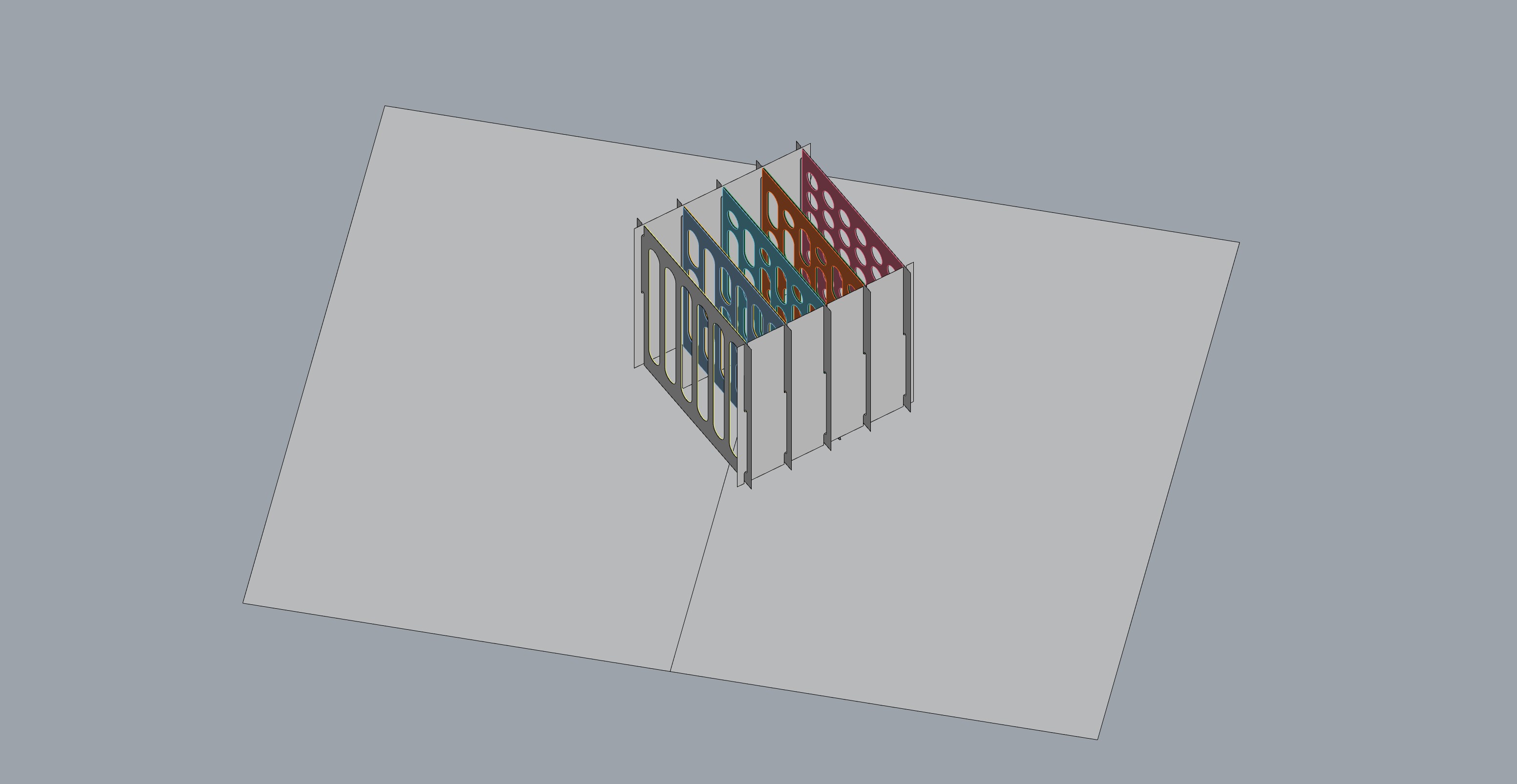 Digital model of the cube’s layered color plates.