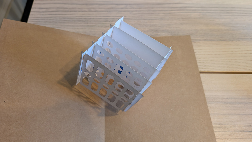 Mock-up cube opening, view 2.