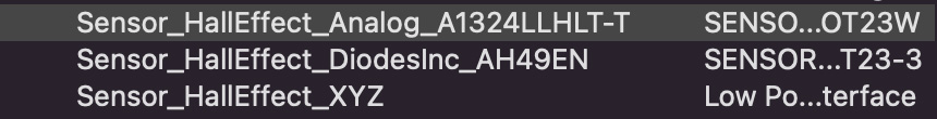The three hall effect sensors compared: A1324, AH49EN and TMAG5273.