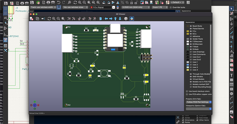 The final PCB layout, second view.