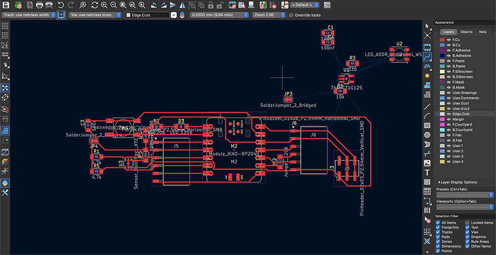 Selecting a group of parts to pack and move together.