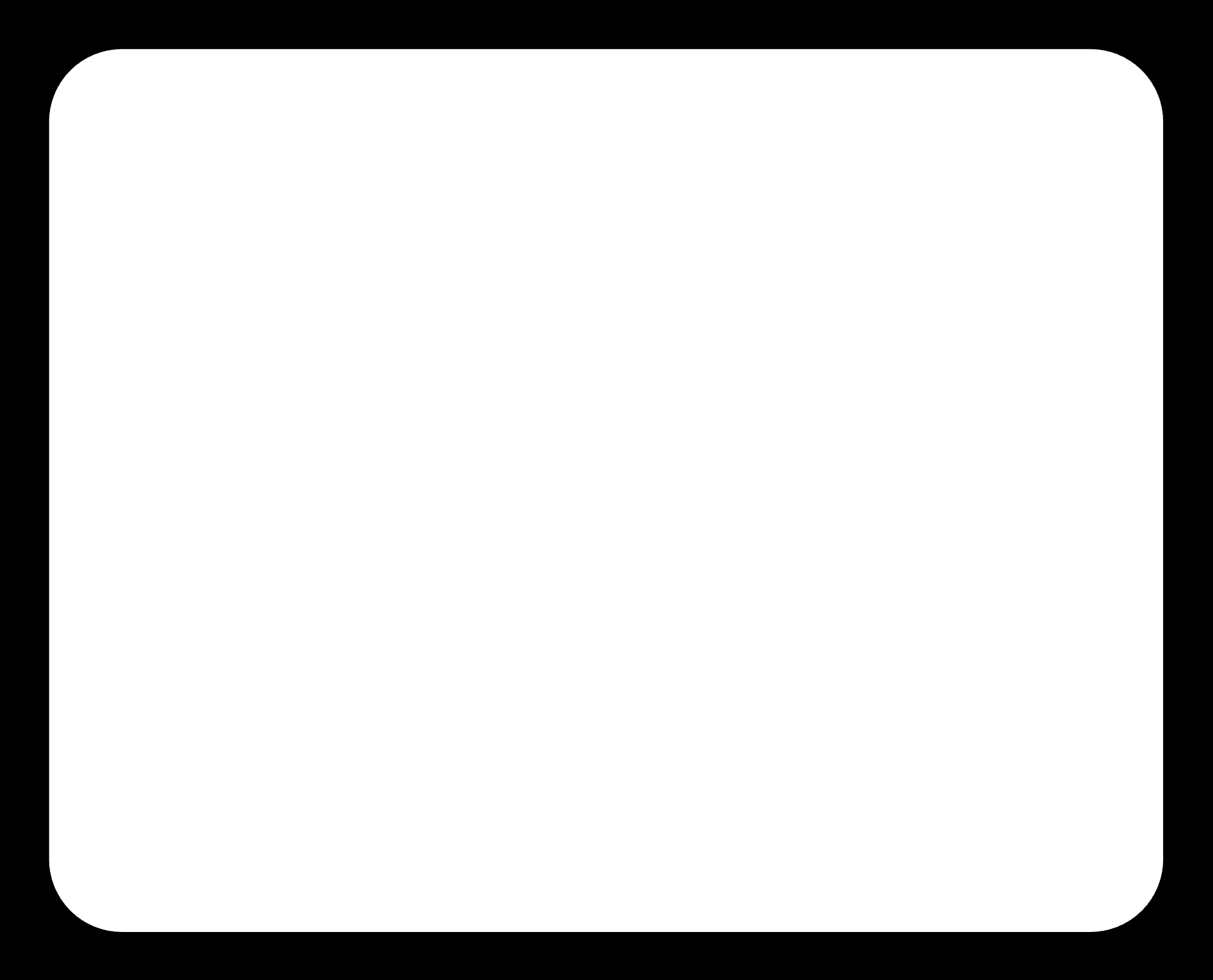 Black and white image of the edge cut of version 2: a rounded rectangle