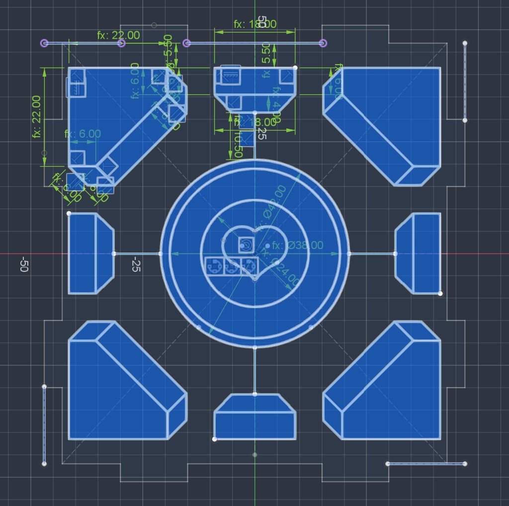 Companion cube engraving sketch