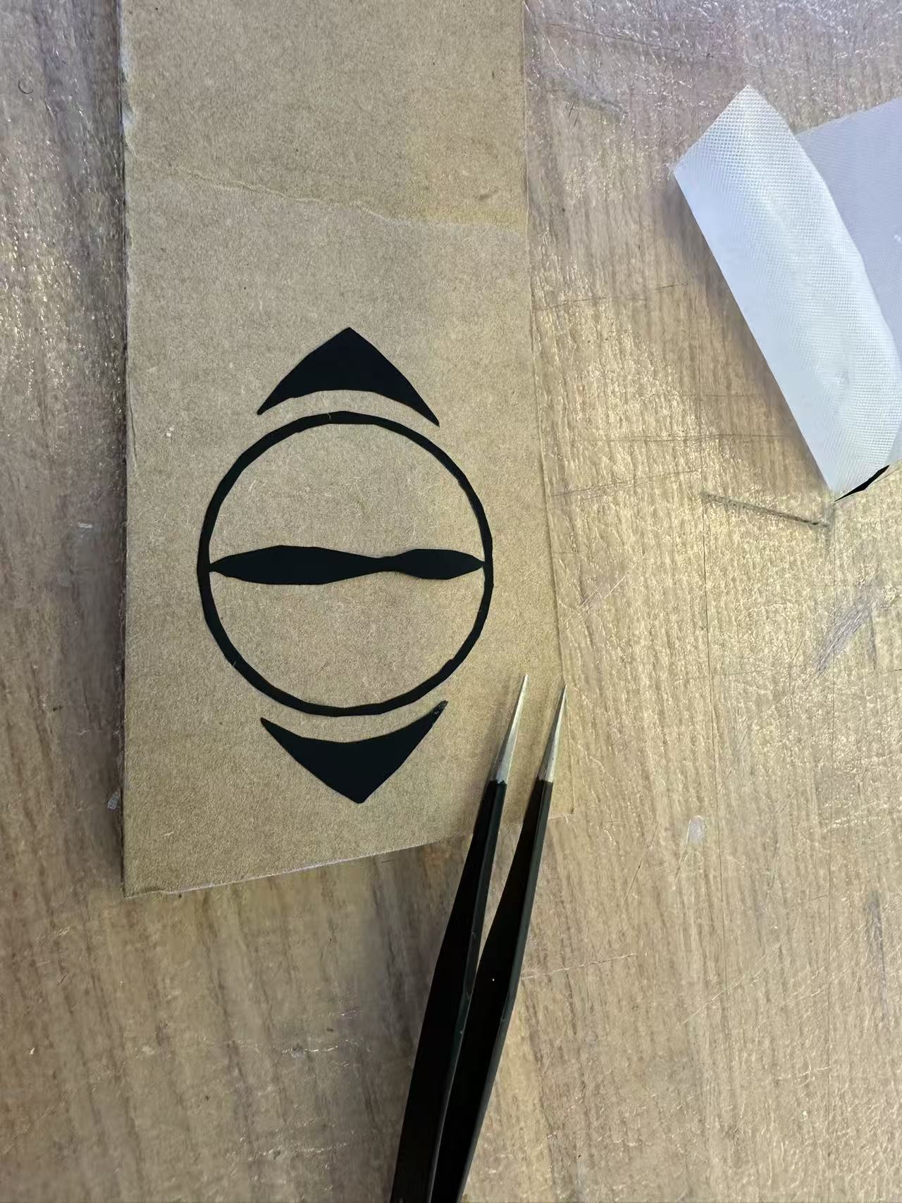 Finished sticker on a cardboard