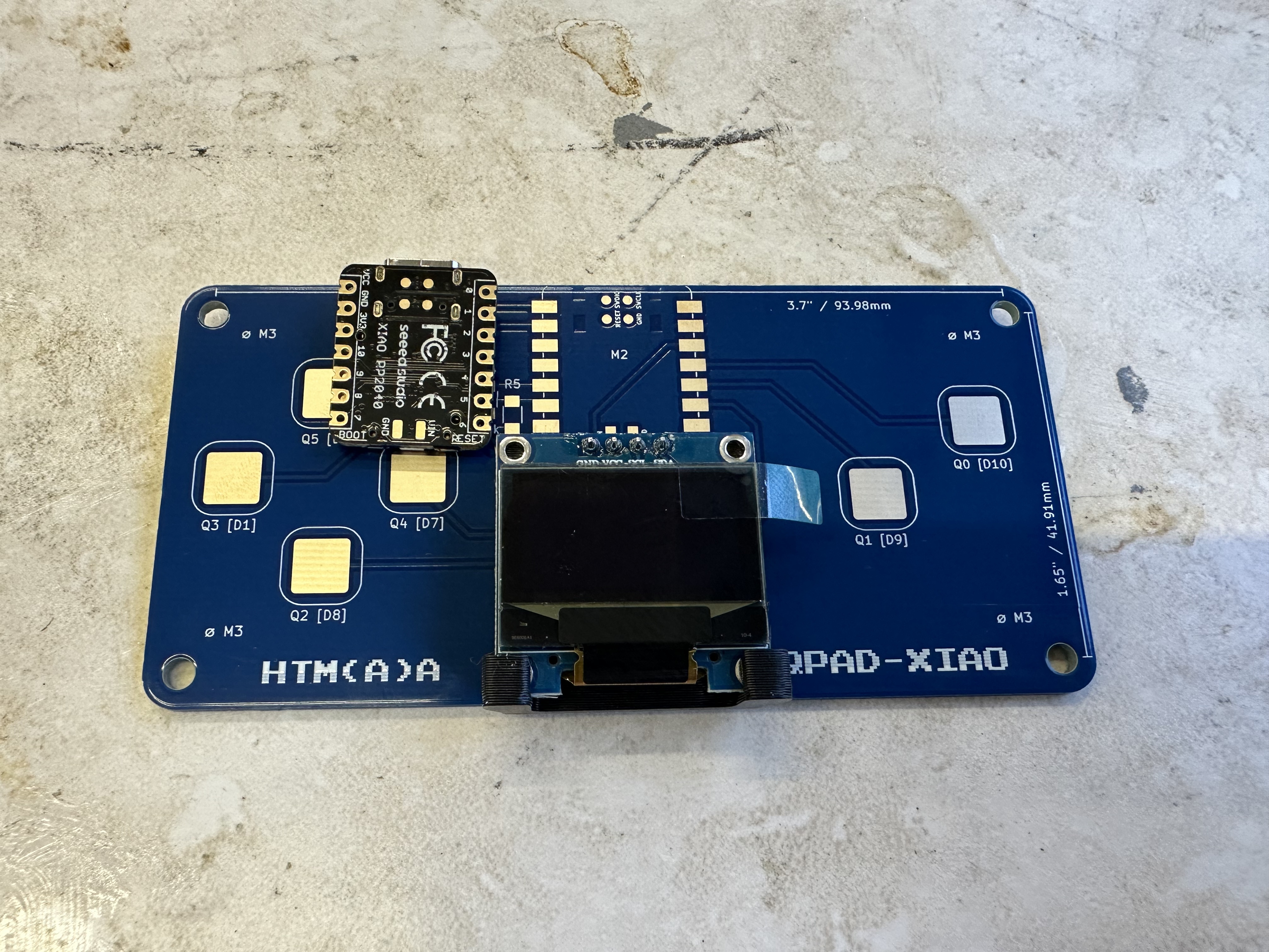 Front of the OLED display soldered