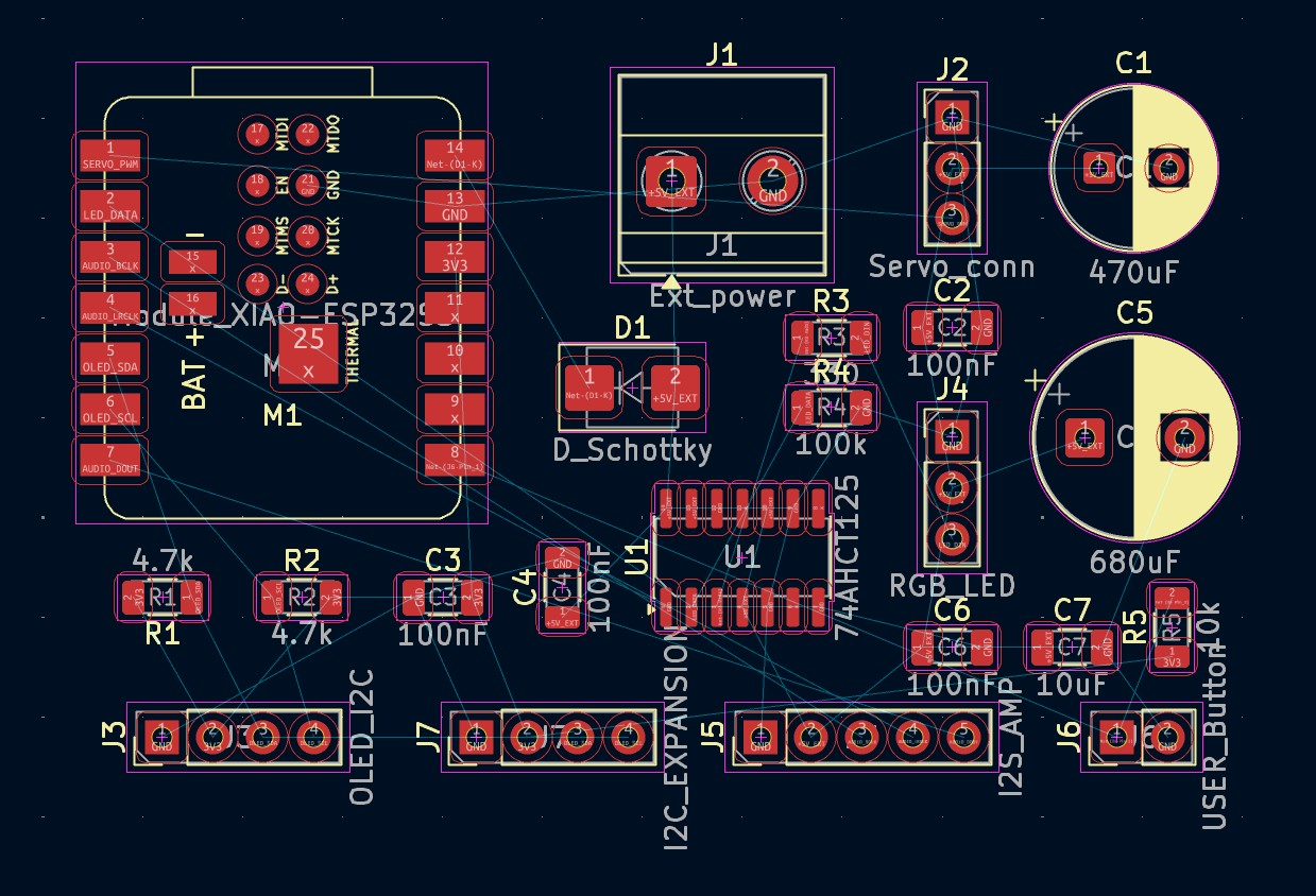 Unrouted board with parts placed from the schematic