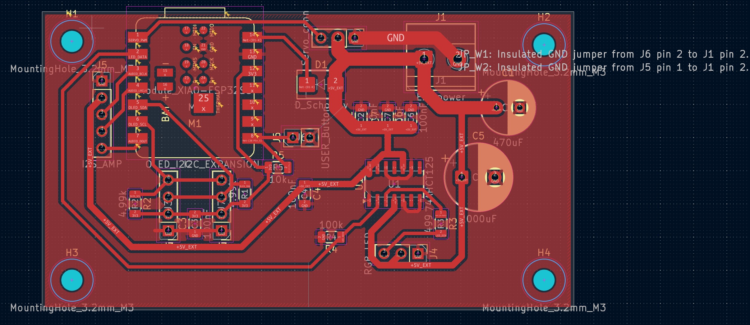 Tightened board after a second round of routing
