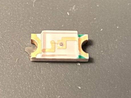 Close view of the LED package and green marking