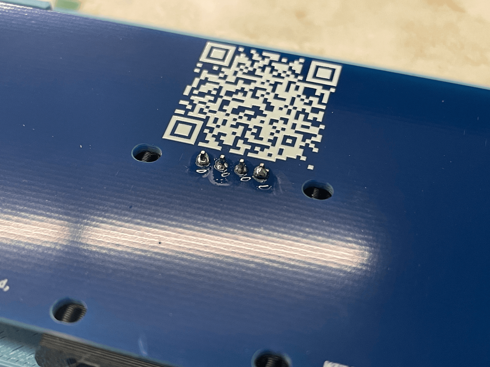 Back-side detail of the assembled QPAD-XIAO board