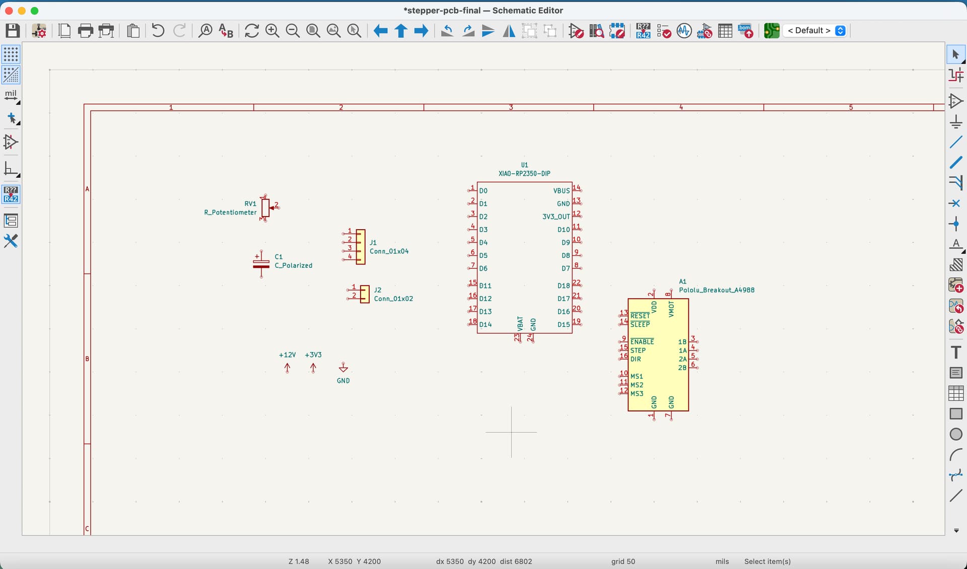 The first schematic view after placing the symbols