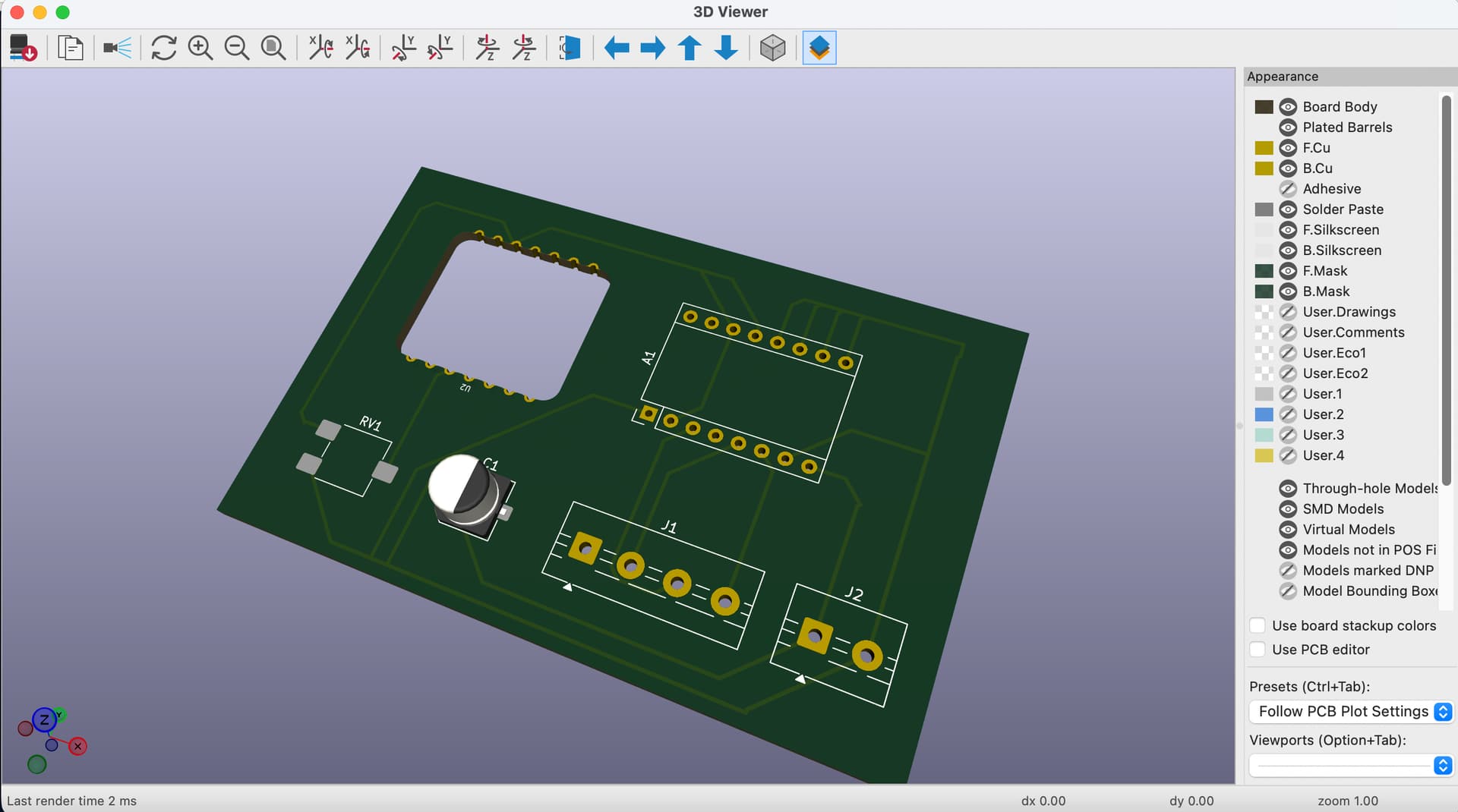 3D Viewer check of the current board