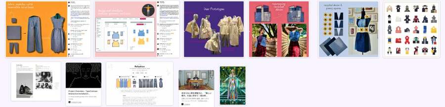 Inspiration board: Refashion, Anrealage, Textile Studies, upcycled denim, modular pixel garments