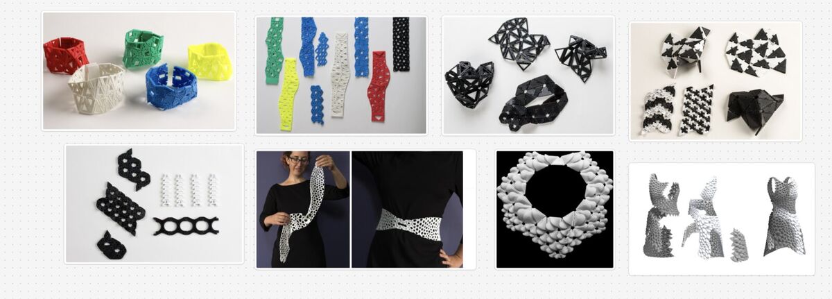 Nervous System's Kinematics bracelets, sheets, necklace and dress