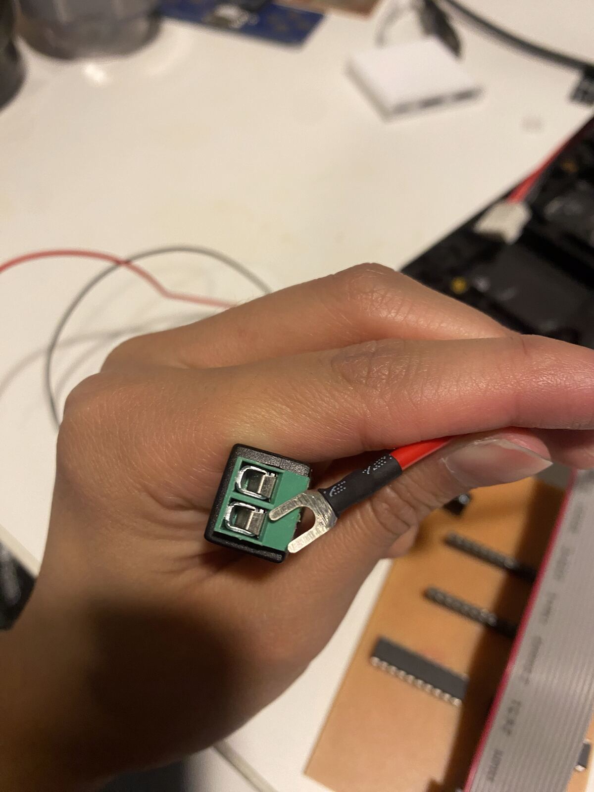 The DC jack's screw terminal
